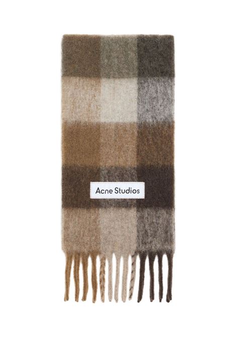 sciarpa mohair a quadri unisex marrone scuro ACNE STUDIOS | CA0084DTJ